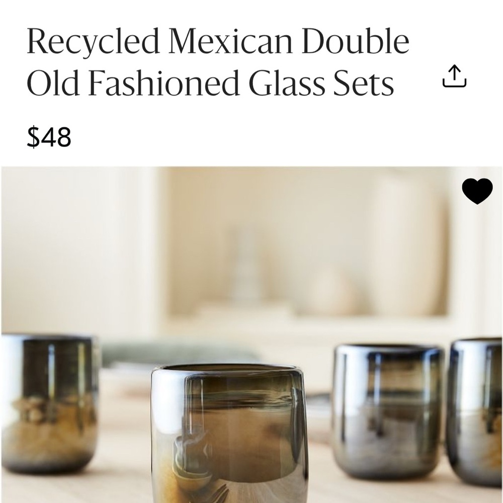 West Elm,Recycled Mexican Old Fashioned Glass Set, see pictures,description